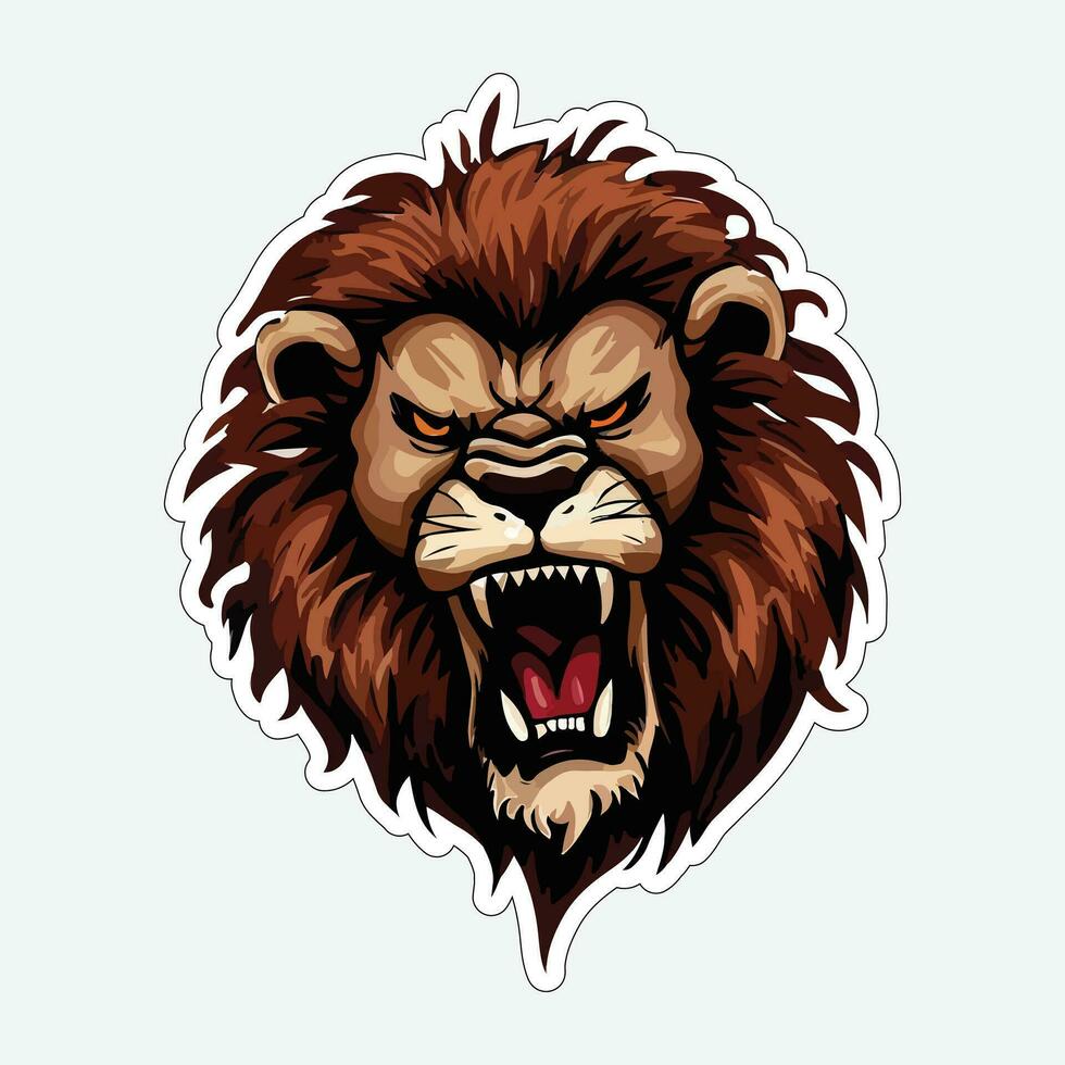 Lion face and head vector art sticker and logo template