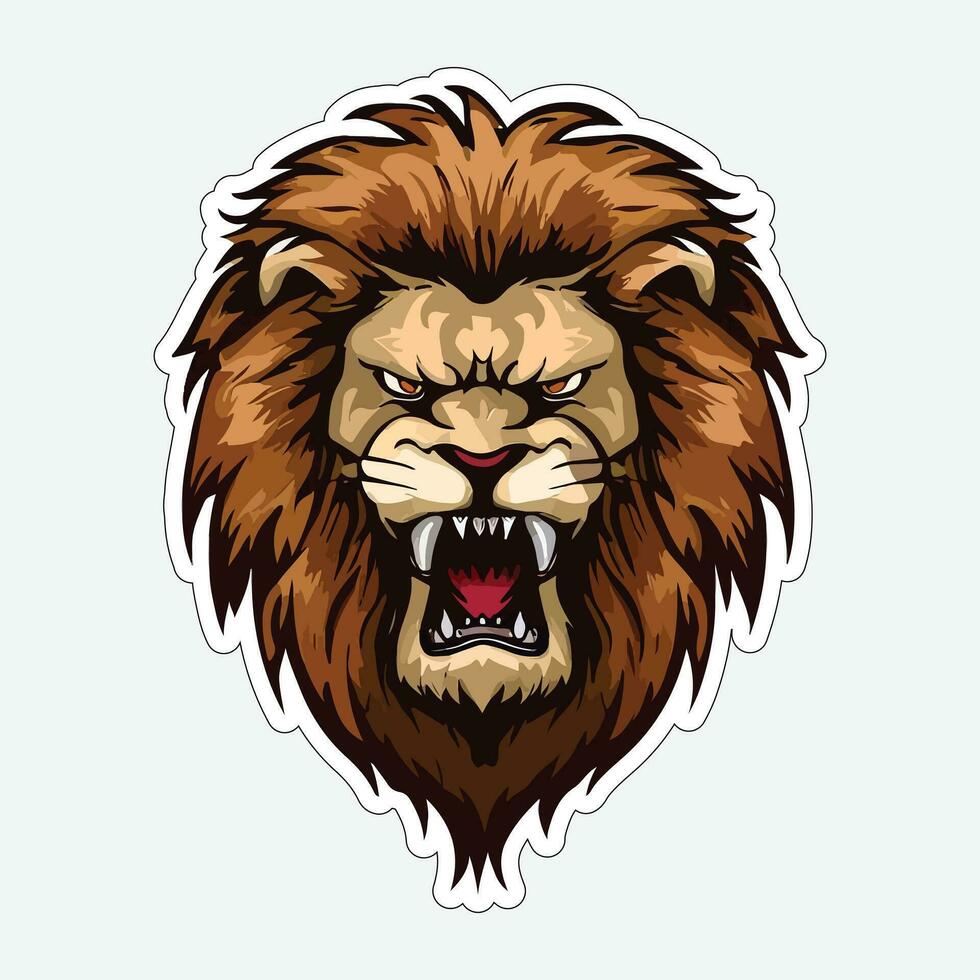 Lion face and head vector art sticker and logo template
