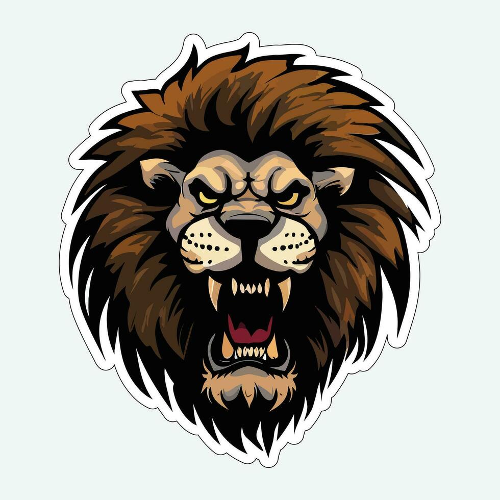 Lion face and head vector art sticker and logo template