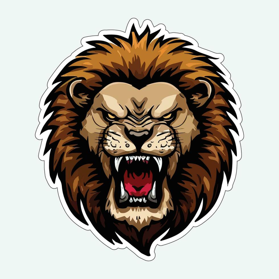 Lion face and head vector art sticker and logo template