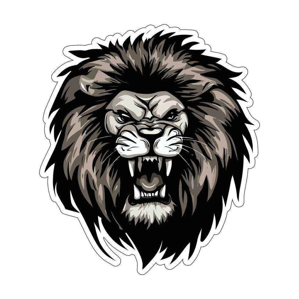 Lion face and head vector art sticker and logo template