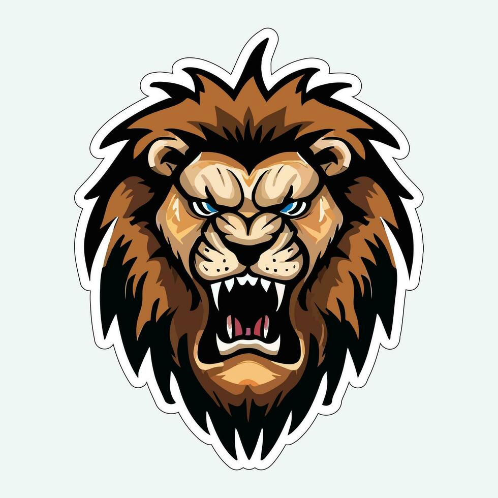 Lion face and head vector art sticker and logo template