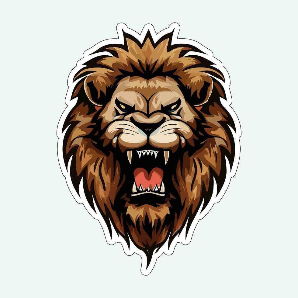 Lion face and head vector art sticker and logo template