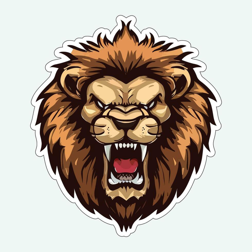Lion face and head vector art sticker and logo template