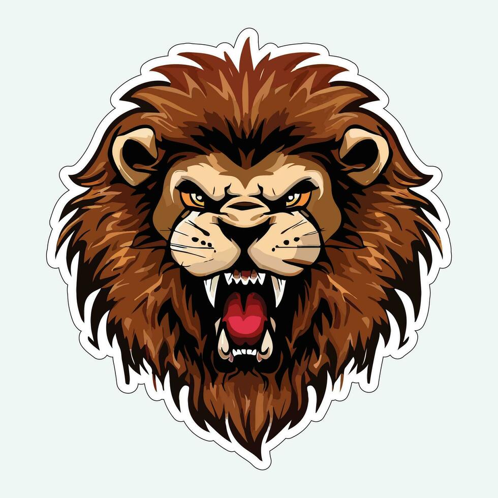 Lion face and head vector art sticker and logo template