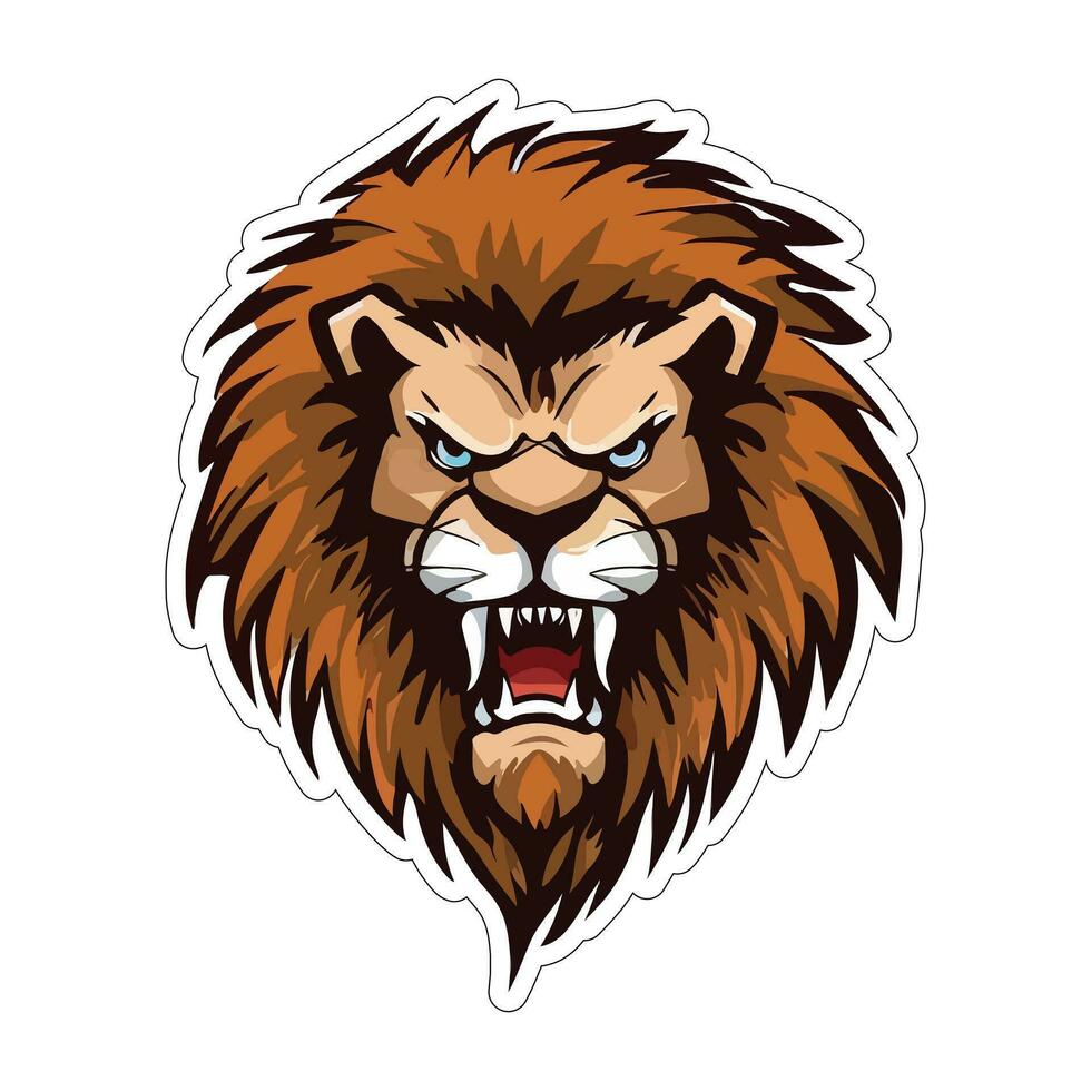 Lion face and head vector art sticker and logo template