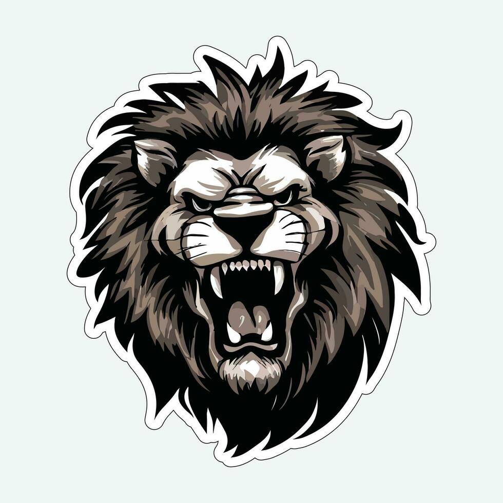 Lion face and head vector art sticker and logo template