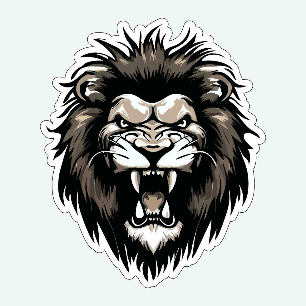 Lion face and head vector art sticker and logo template