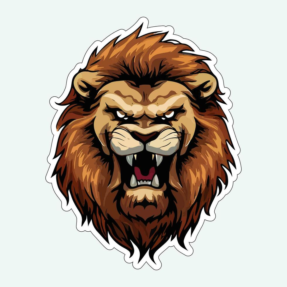 Lion face and head vector art sticker and logo template