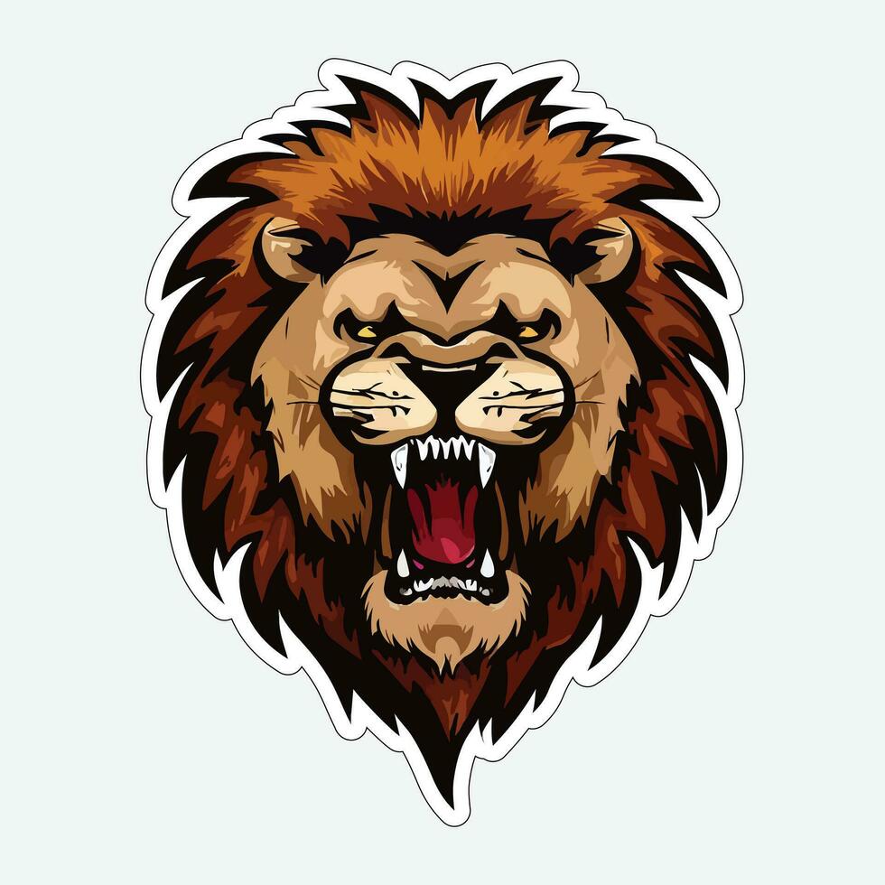 Lion face and head vector art sticker and logo template