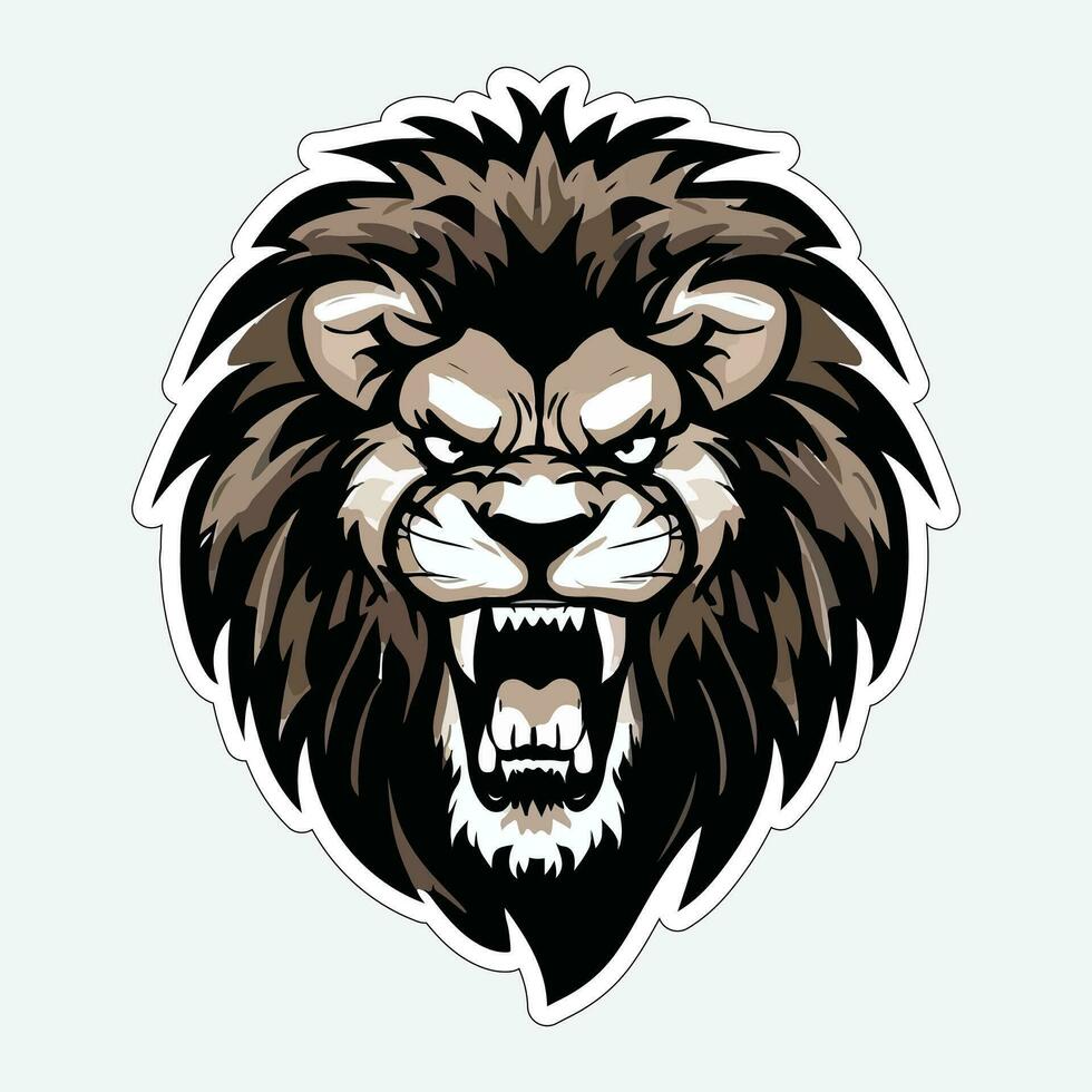 Lion face and head vector art sticker and logo template