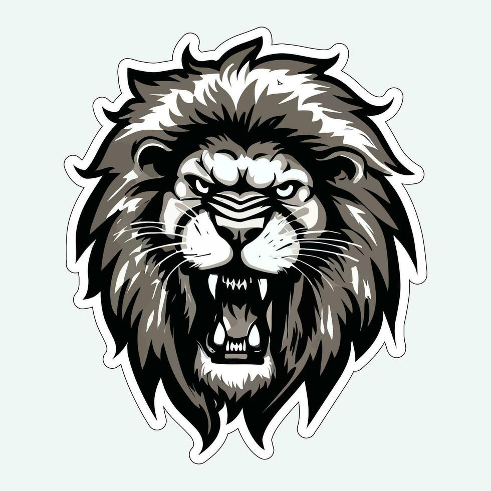 Lion face and head vector art sticker and logo template