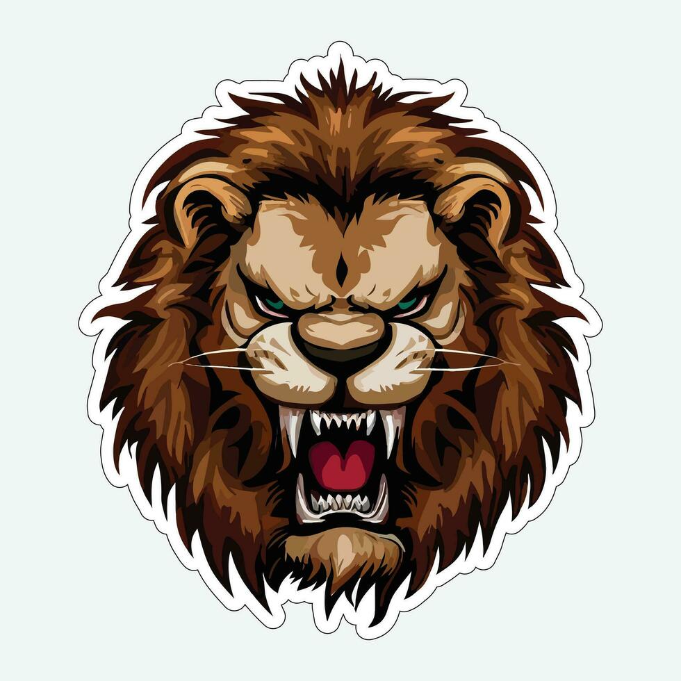 Lion face and head vector art sticker and logo template