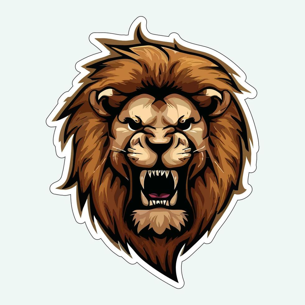 Lion face and head vector art sticker and logo template