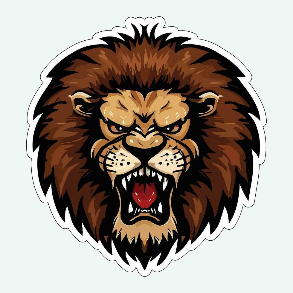 Lion face and head vector art sticker and logo template