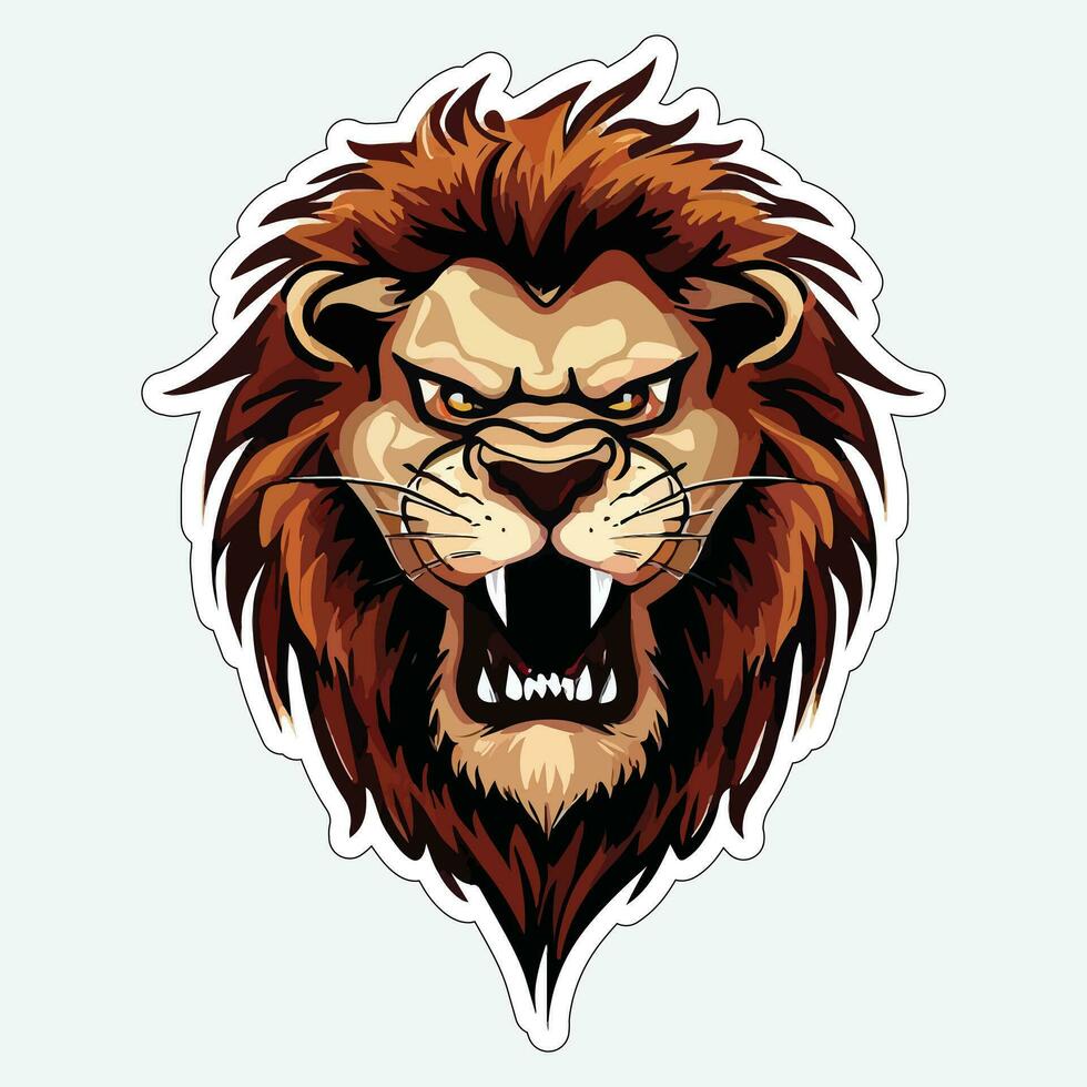 Lion face and head vector art sticker and logo template