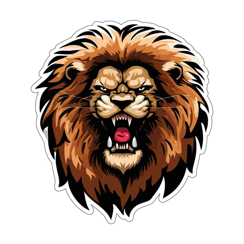 Lion face and head vector art sticker and logo template