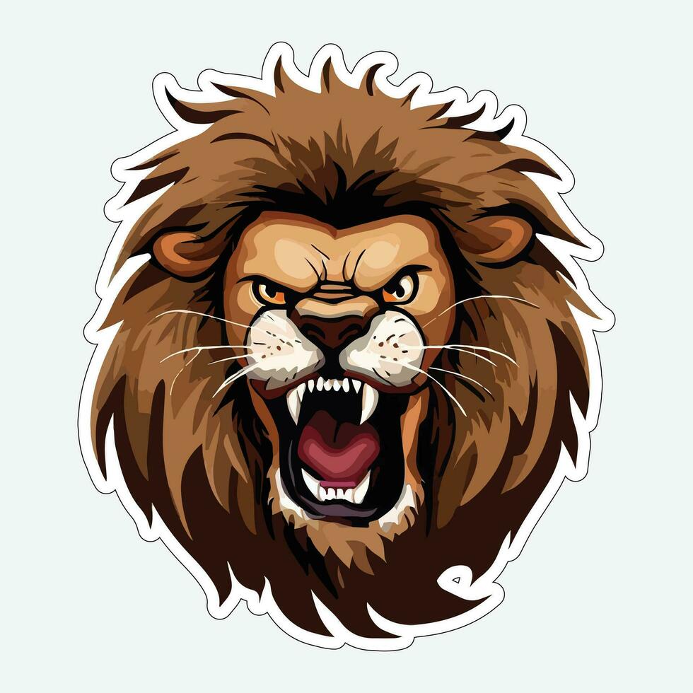 Lion face and head vector art sticker and logo template