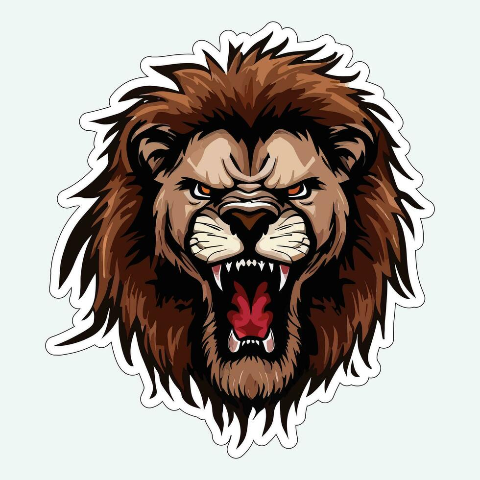 Lion face and head vector art sticker and logo template