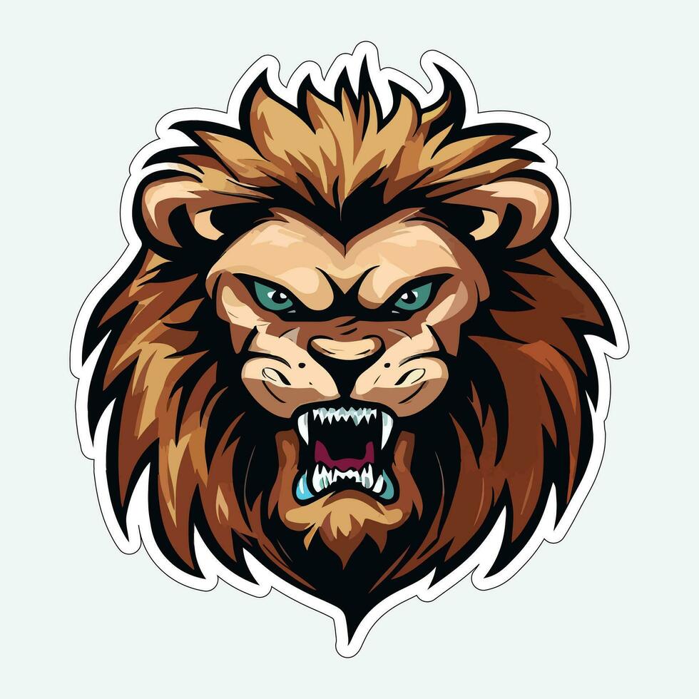 Lion face and head vector art sticker and logo template