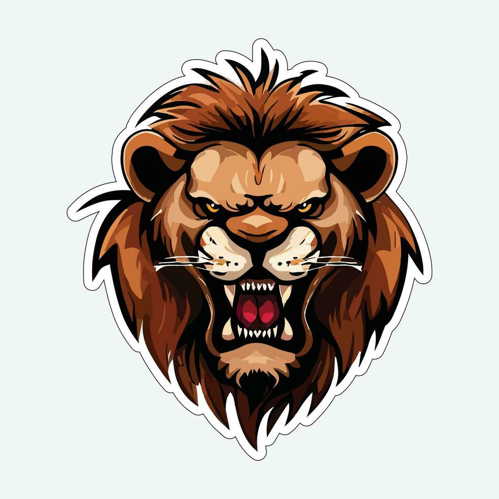 Lion face and head vector art sticker and logo template
