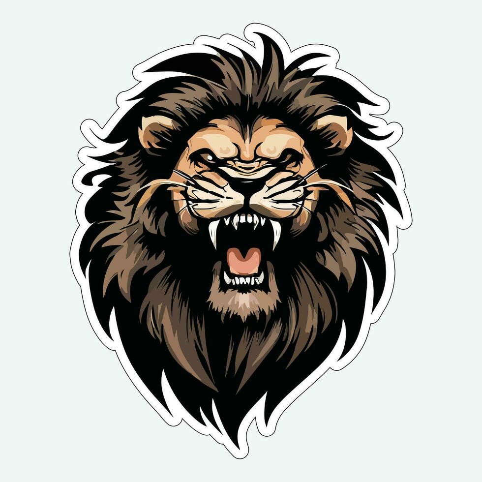 Lion face and head vector art sticker and logo template