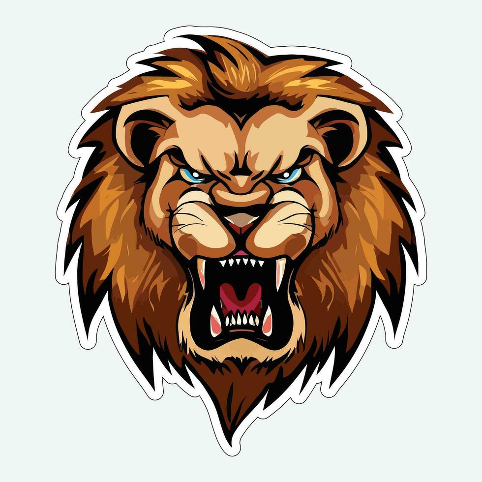 Lion face and head vector art sticker and logo template