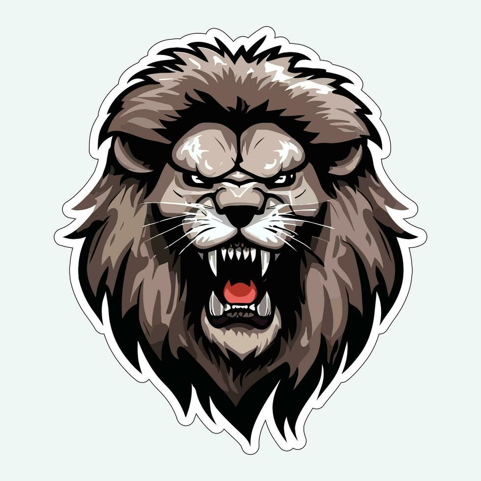 Lion face and head vector art sticker and logo template