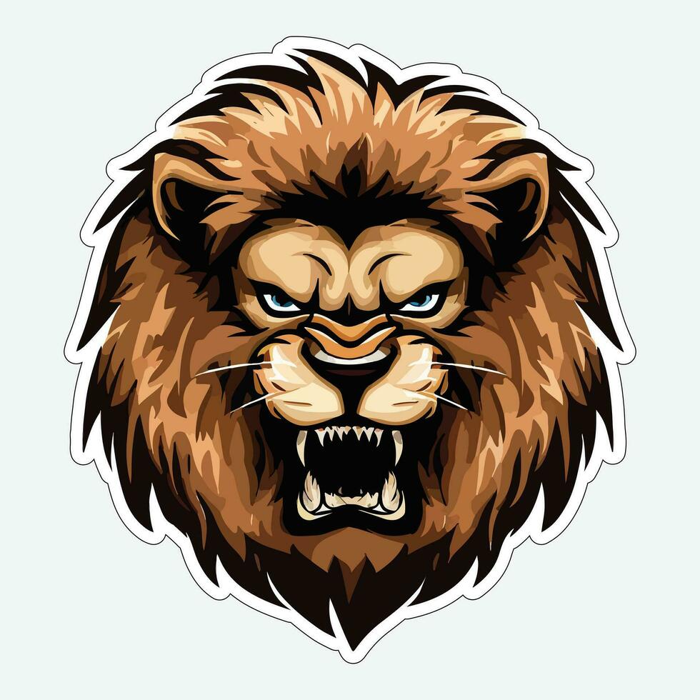 Lion face and head vector art sticker and logo template