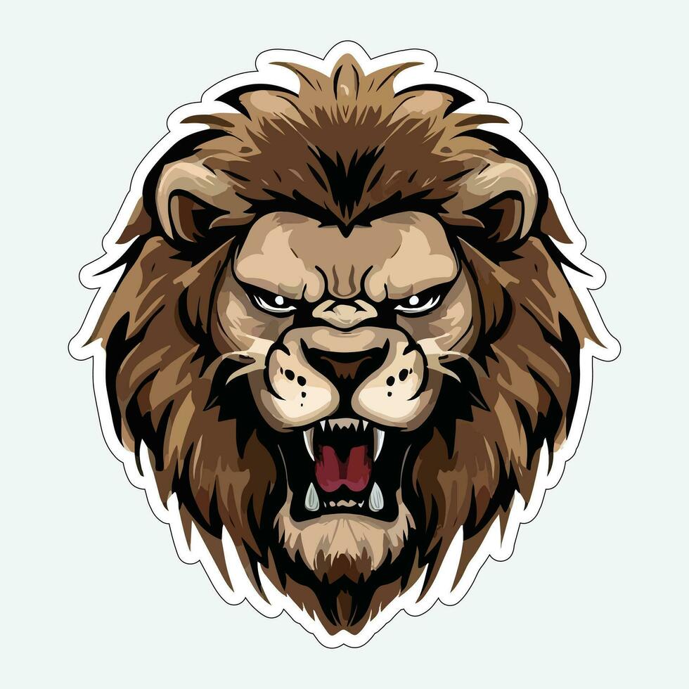 Lion face and head vector art sticker and logo template