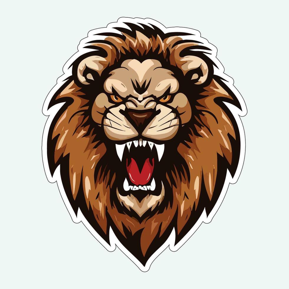 Lion face and head vector art sticker and logo template
