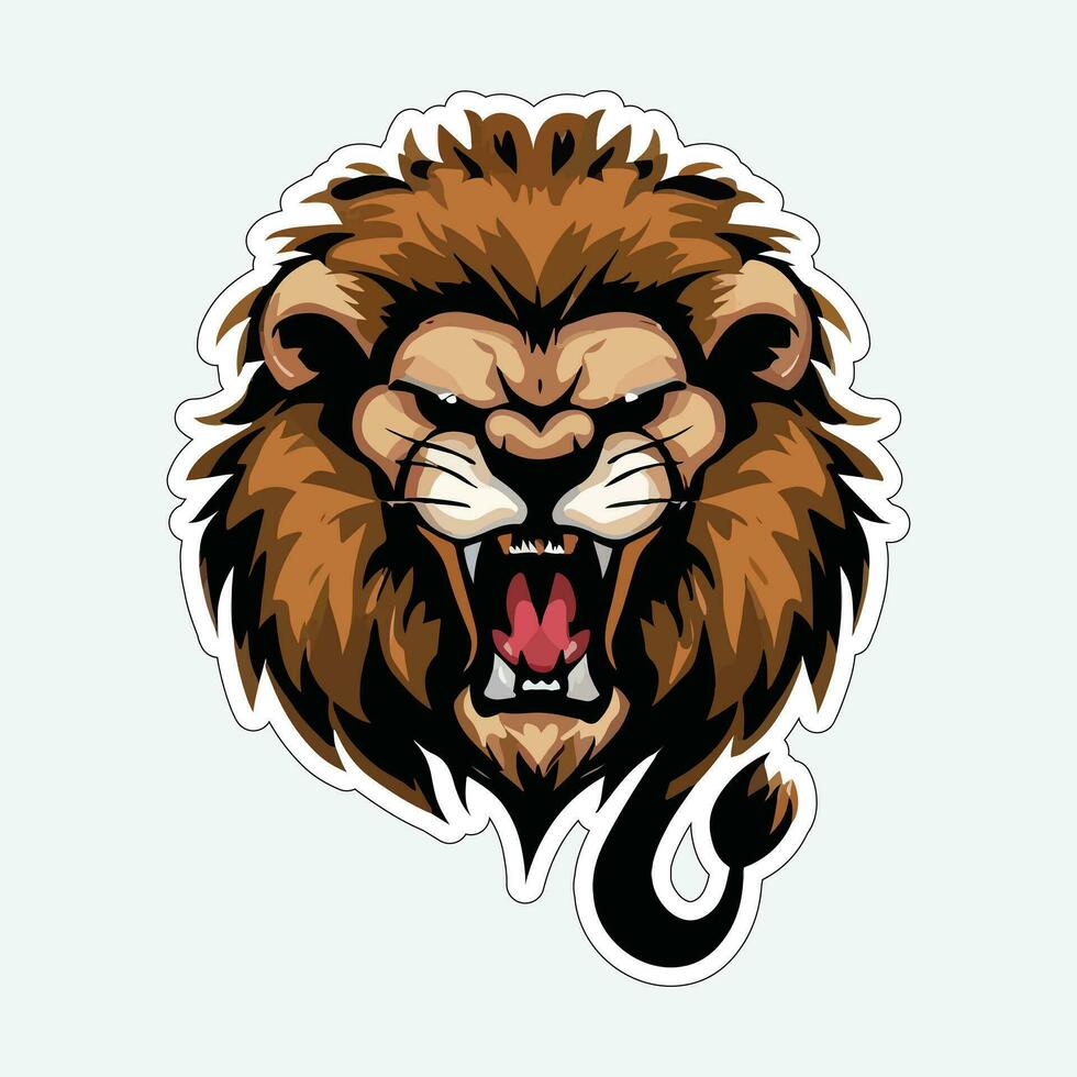 Lion face and head vector art sticker and logo template