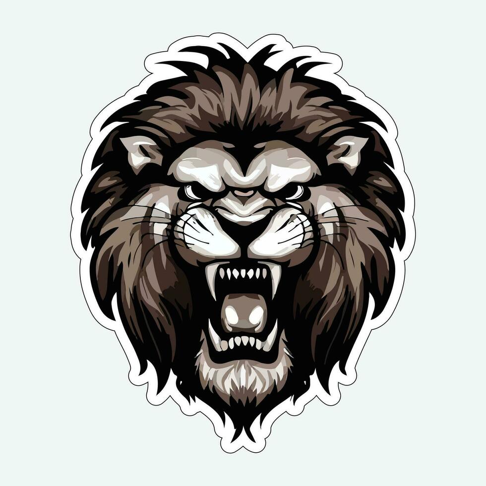 Lion face and head vector art sticker and logo template