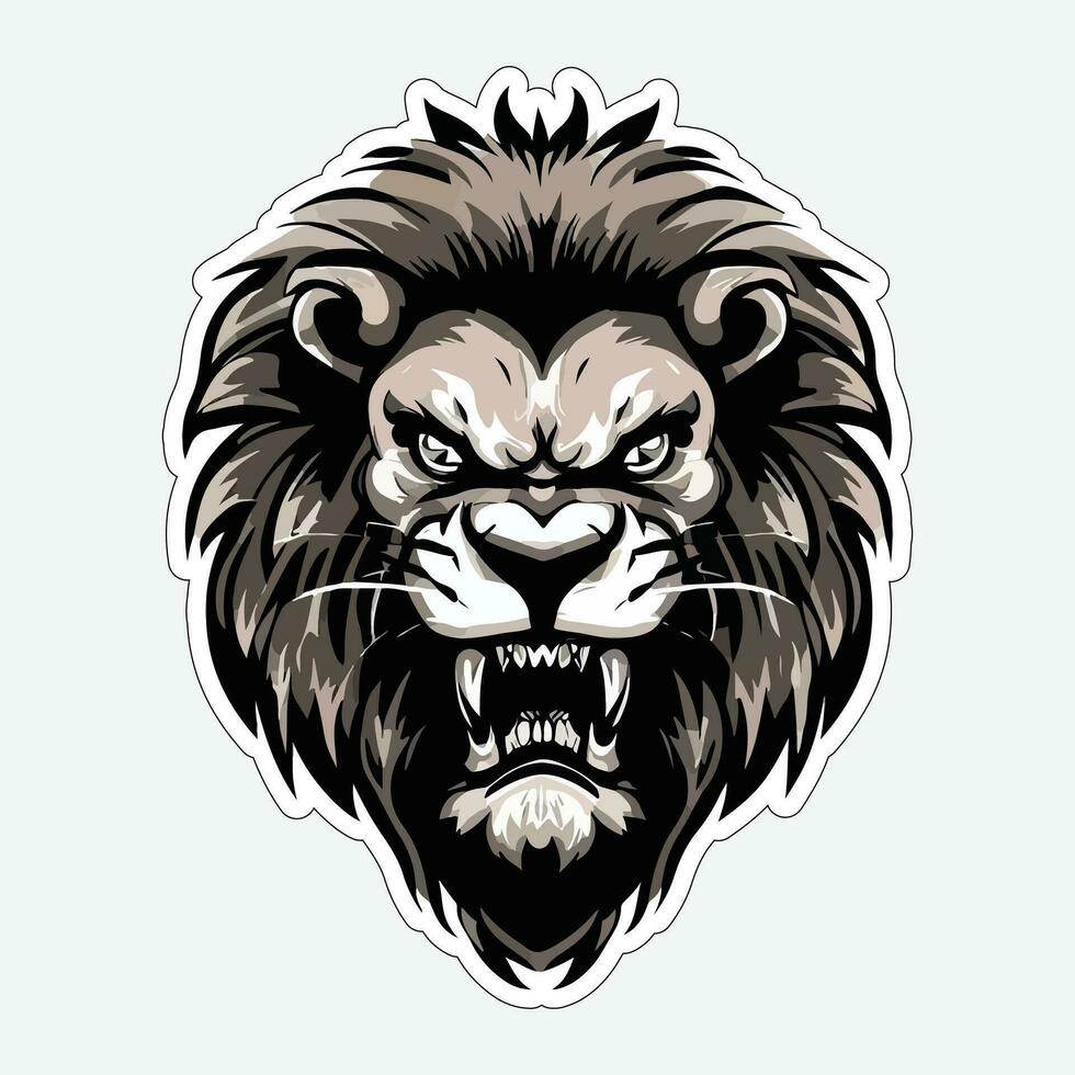 Lion face and head vector art sticker and logo template