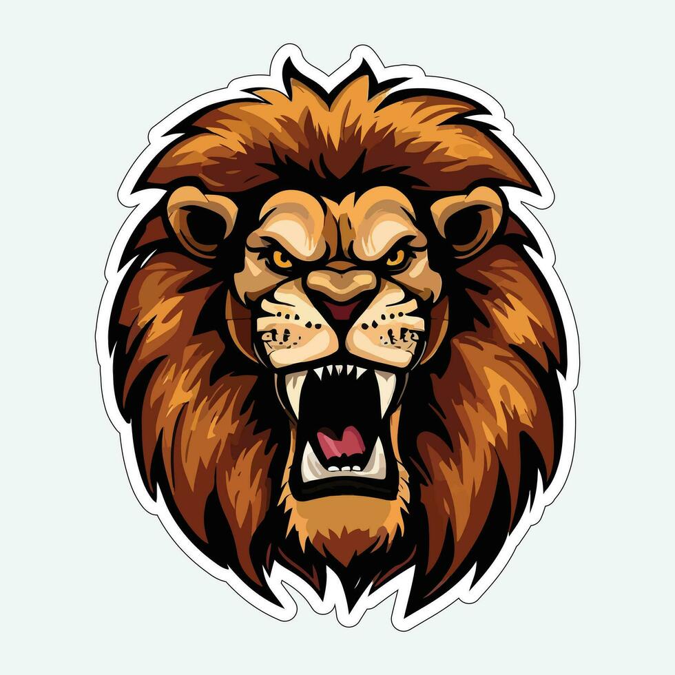 Lion face and head vector art sticker and logo template