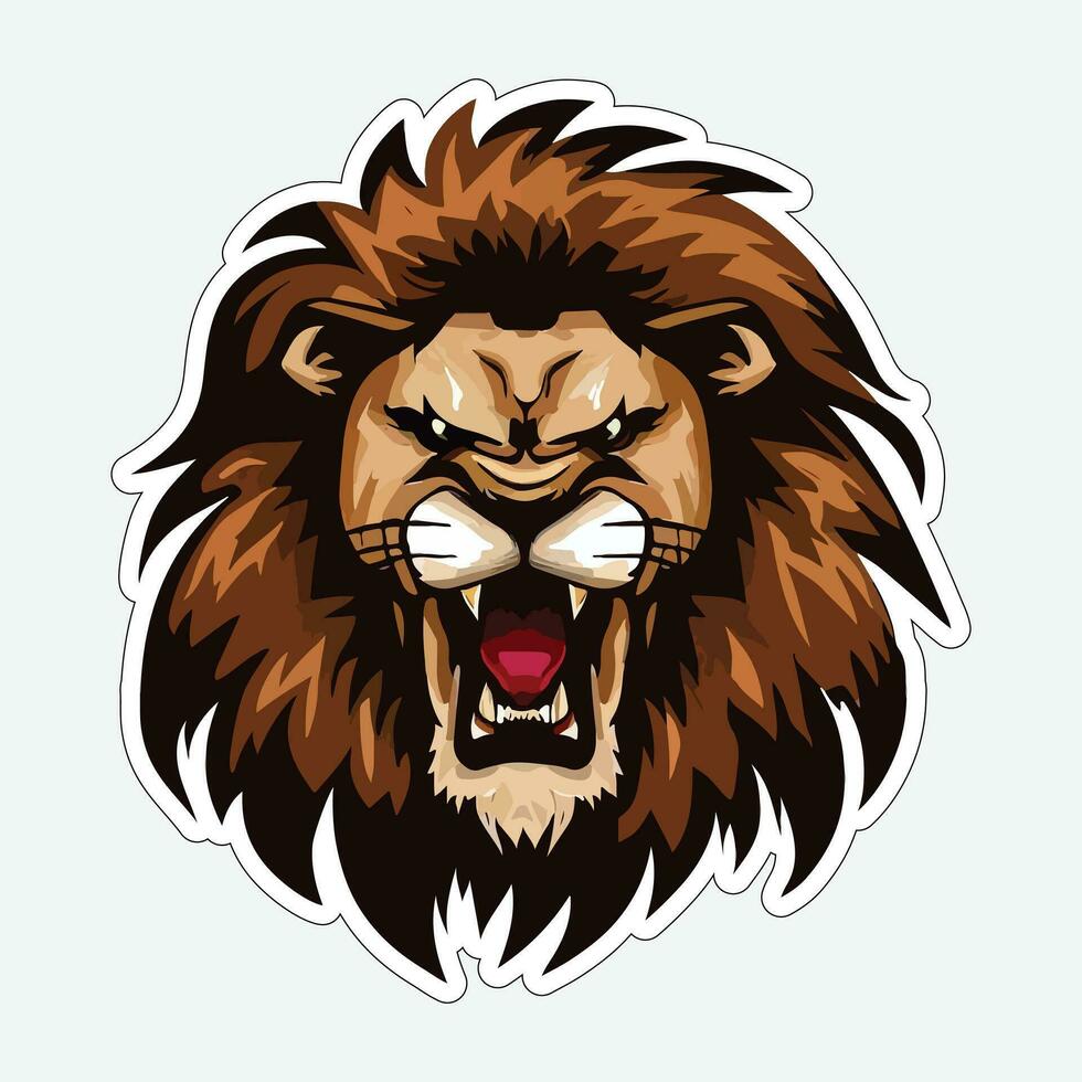 Lion face and head vector art sticker and logo template