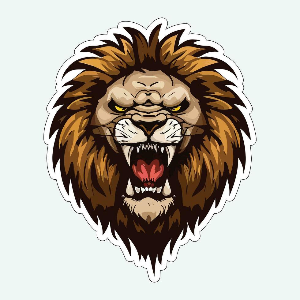 Lion face and head vector art sticker and logo template