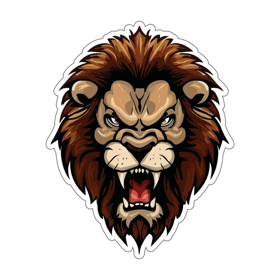 Lion face and head vector art sticker and logo template