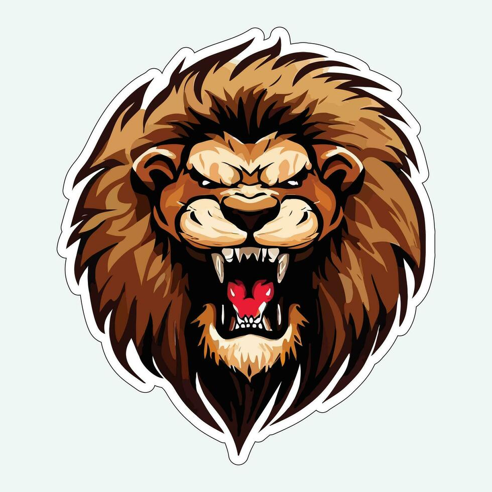 Lion face and head vector art sticker and logo template