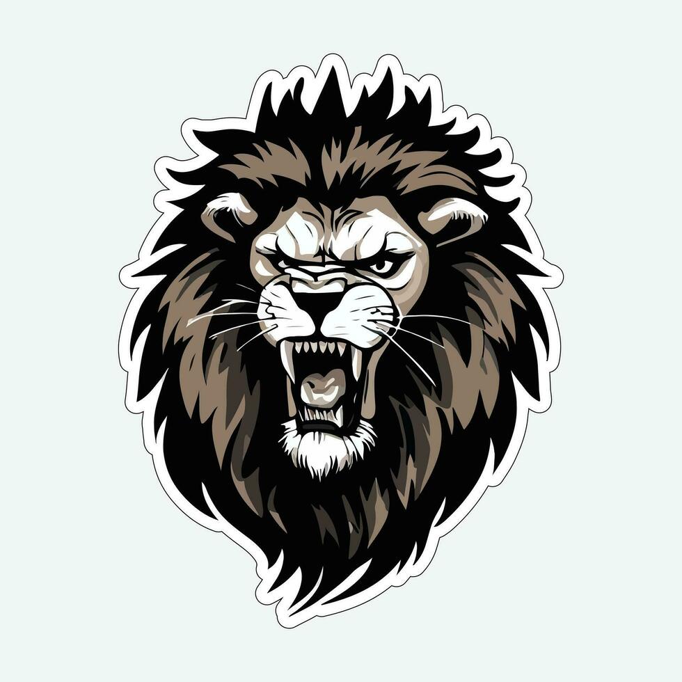 Lion face and head vector art sticker and logo template