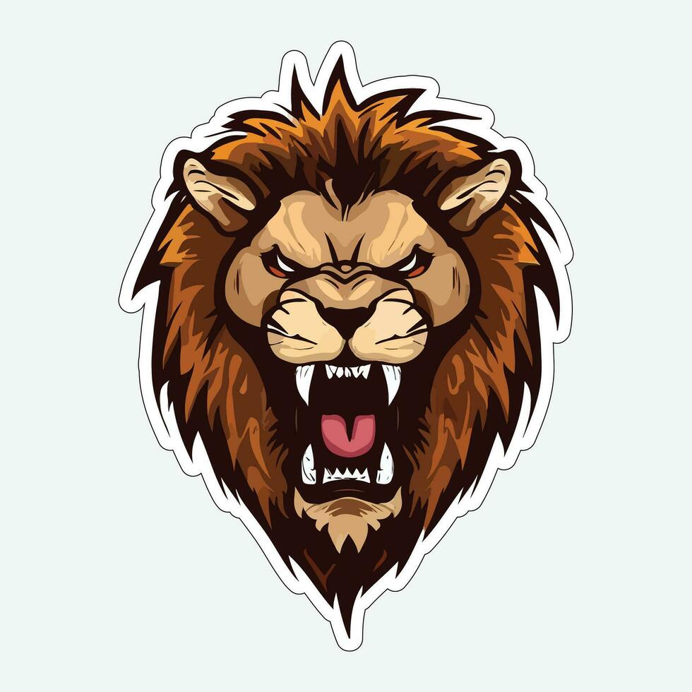 Lion face and head vector art sticker and logo template