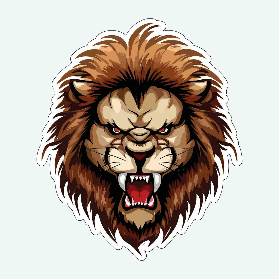 Lion face and head vector art sticker and logo template