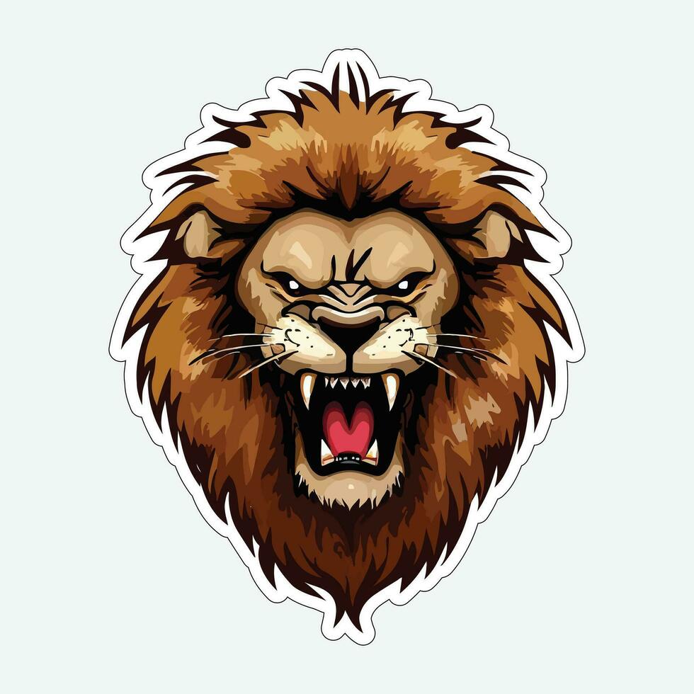 Lion face and head vector art sticker and logo template