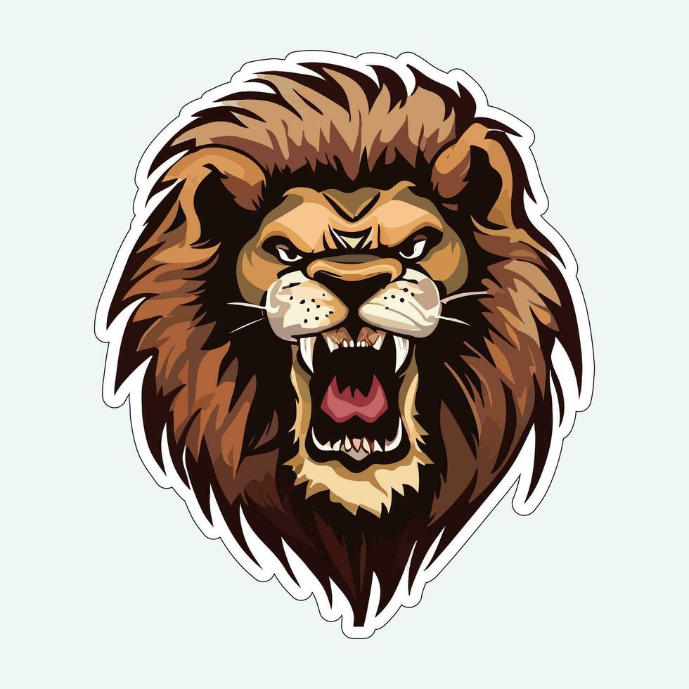 Lion face and head vector art sticker and logo template