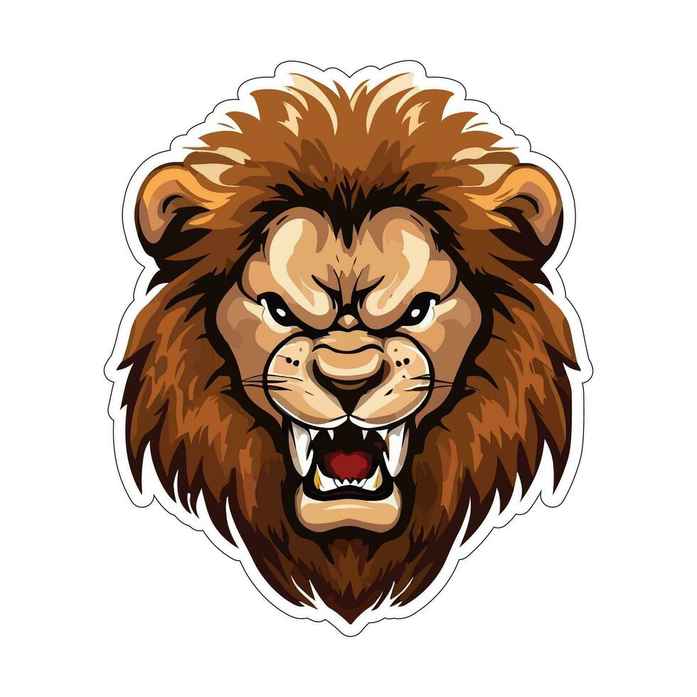 Lion face and head vector art sticker and logo template
