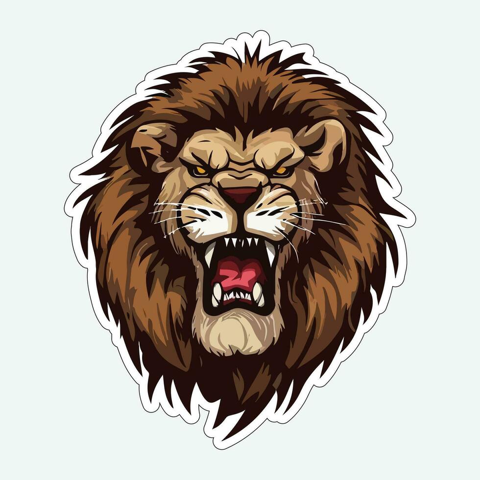 Lion face and head vector art sticker and logo template