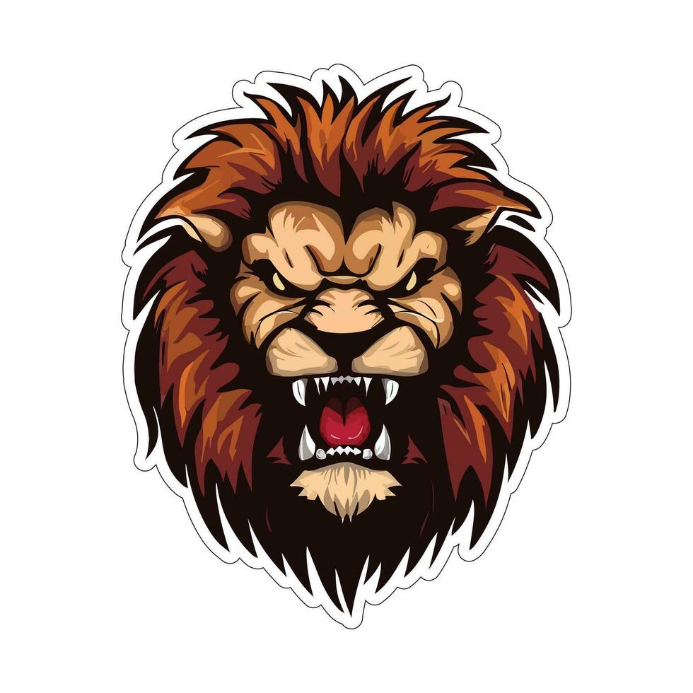 Lion face and head vector art sticker and logo template