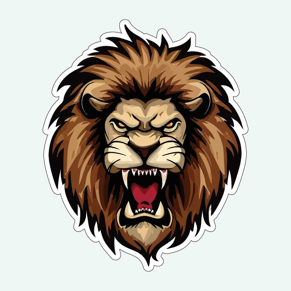 Lion face and head vector art sticker and logo template