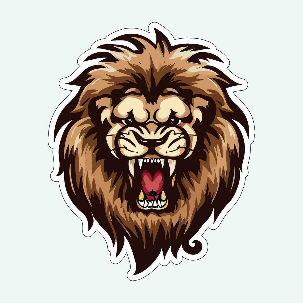 Lion face and head vector art sticker and logo template