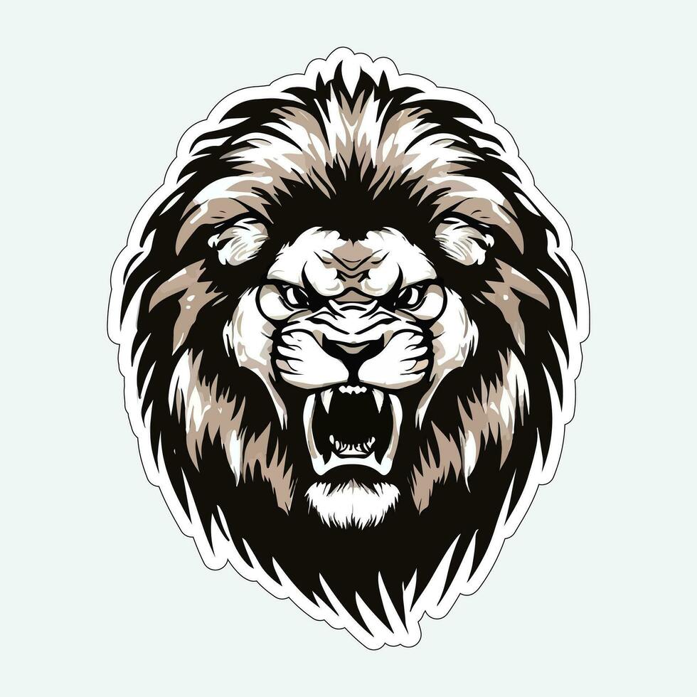 Lion face and head vector art sticker and logo template